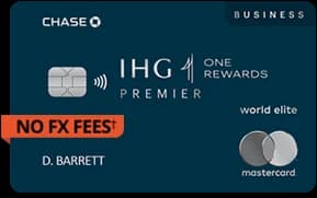 Clickable card art links to IHG One Rewards Premier Business Credit Card product page